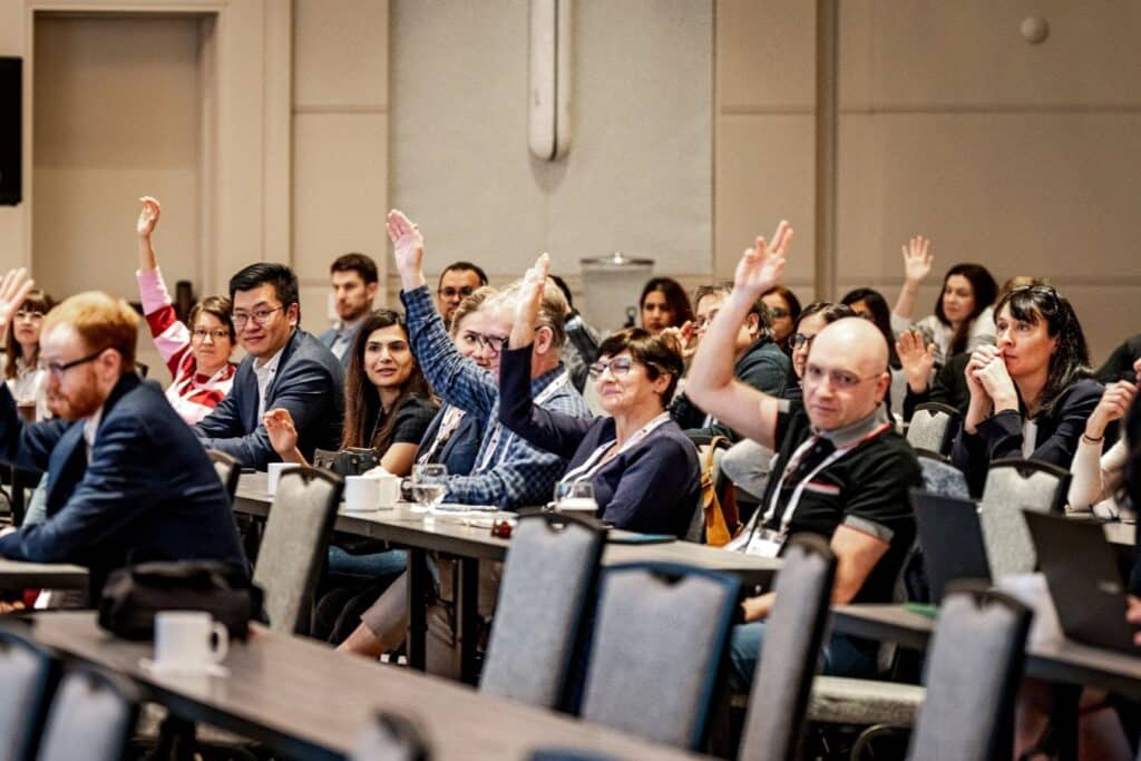 Audience engaged in a discussion.