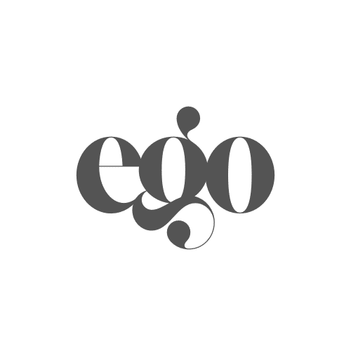 Stylized text of the word 'ego'