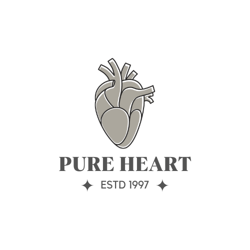 Stylized heart logo with text