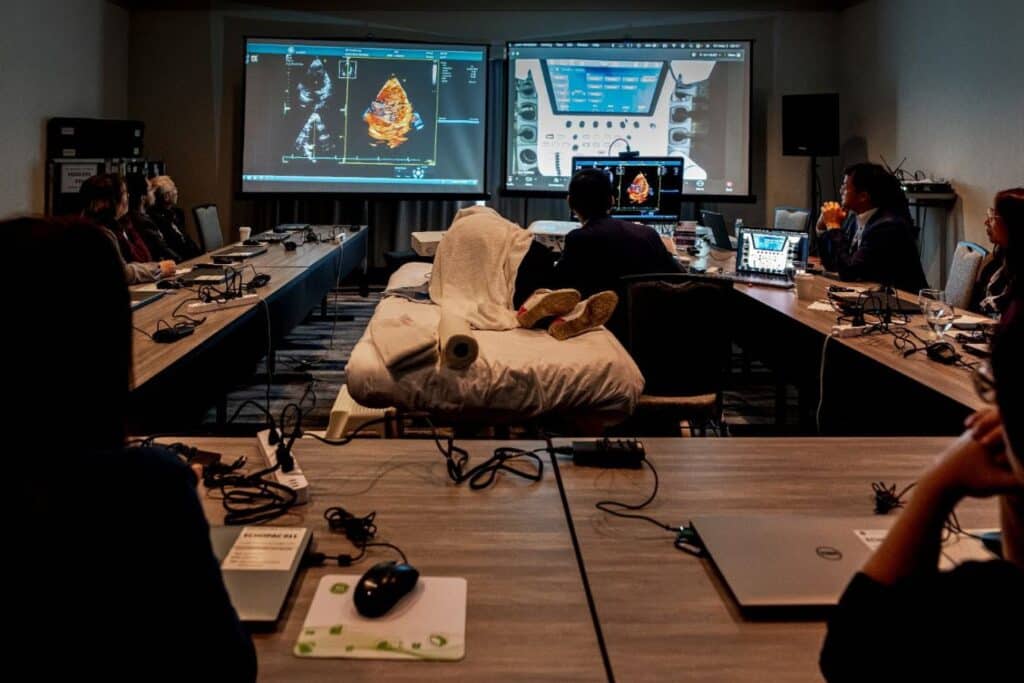 Medical training session with technology
