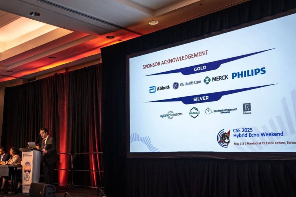 Sponsor acknowledgment at conference event.